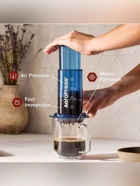 NEW AEROPRESS Clear Blue 3 in 1 Travel Coffee Press